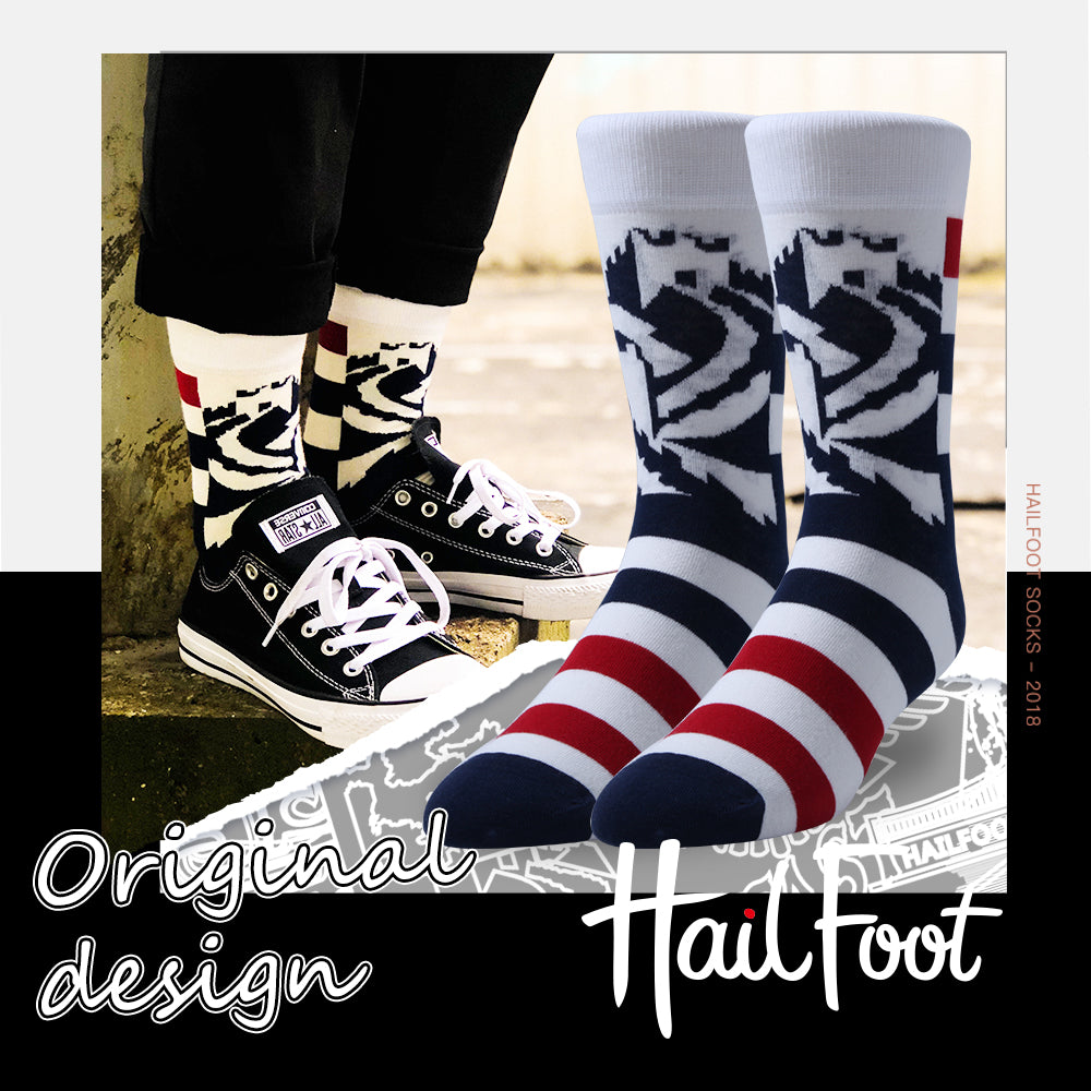 Hailfoot Striped Great Wall Men's  Trendy Socks