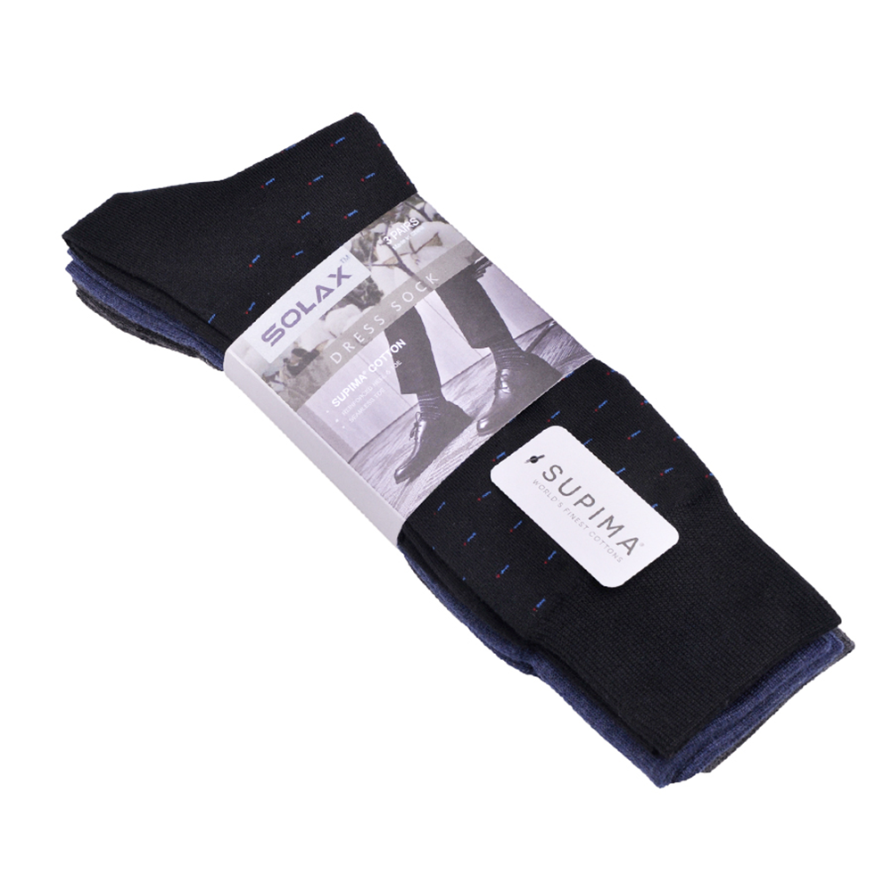 SOLAX 3 Pairs Classic Jacquard Dress Socks