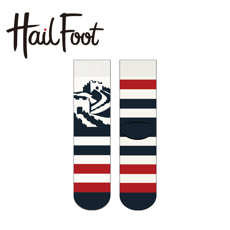 Hailfoot Striped Great Wall Men's  Trendy Socks