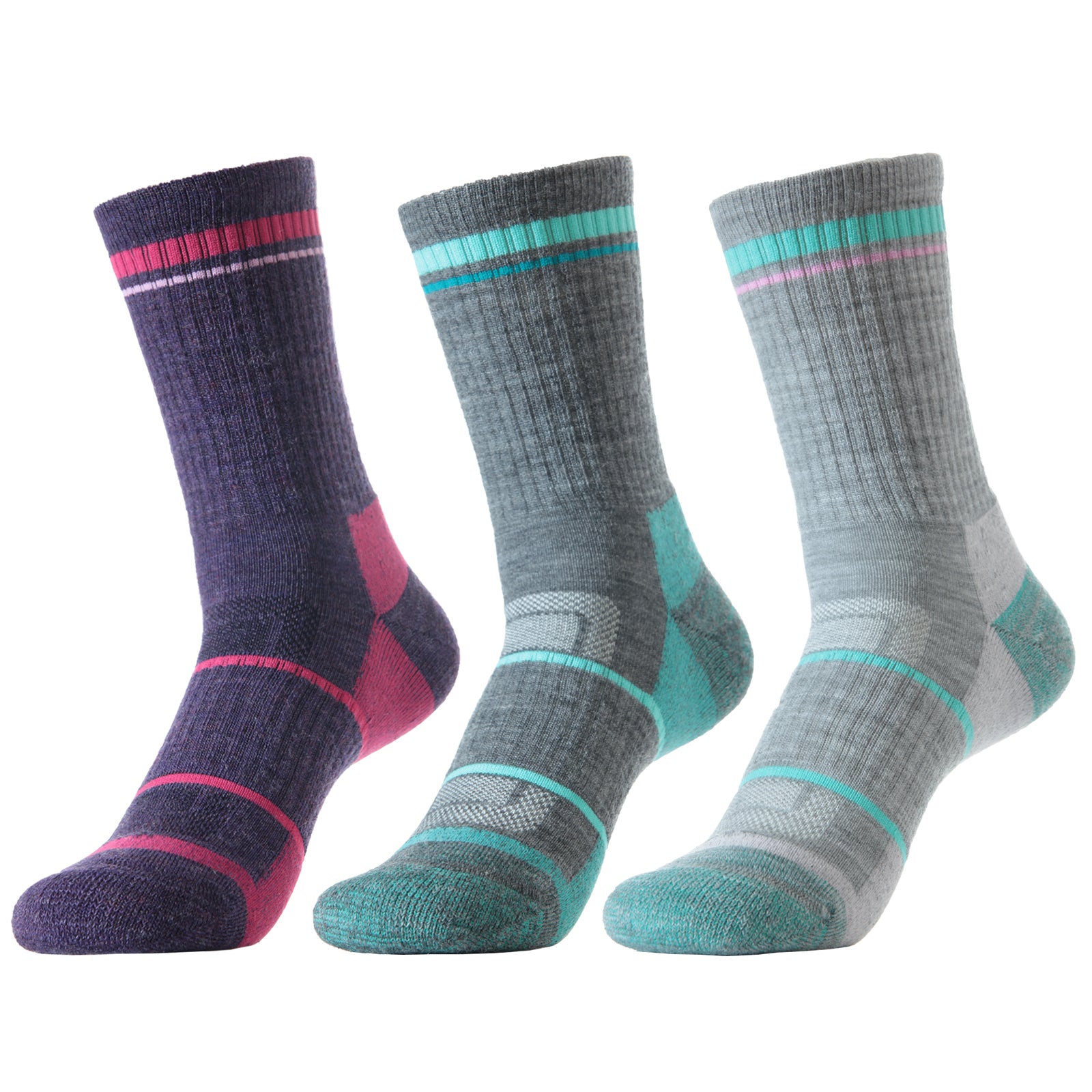 SOLAX 3 pairs Women's Merino wool Crew socks