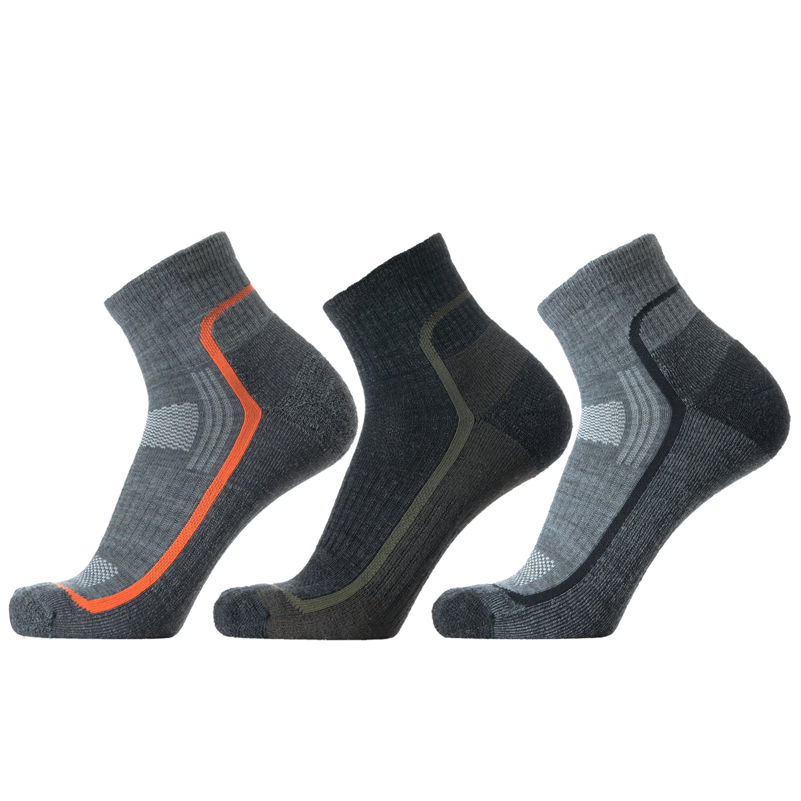 SOLAX 3 pairs Man's Merino wool Quarter socks