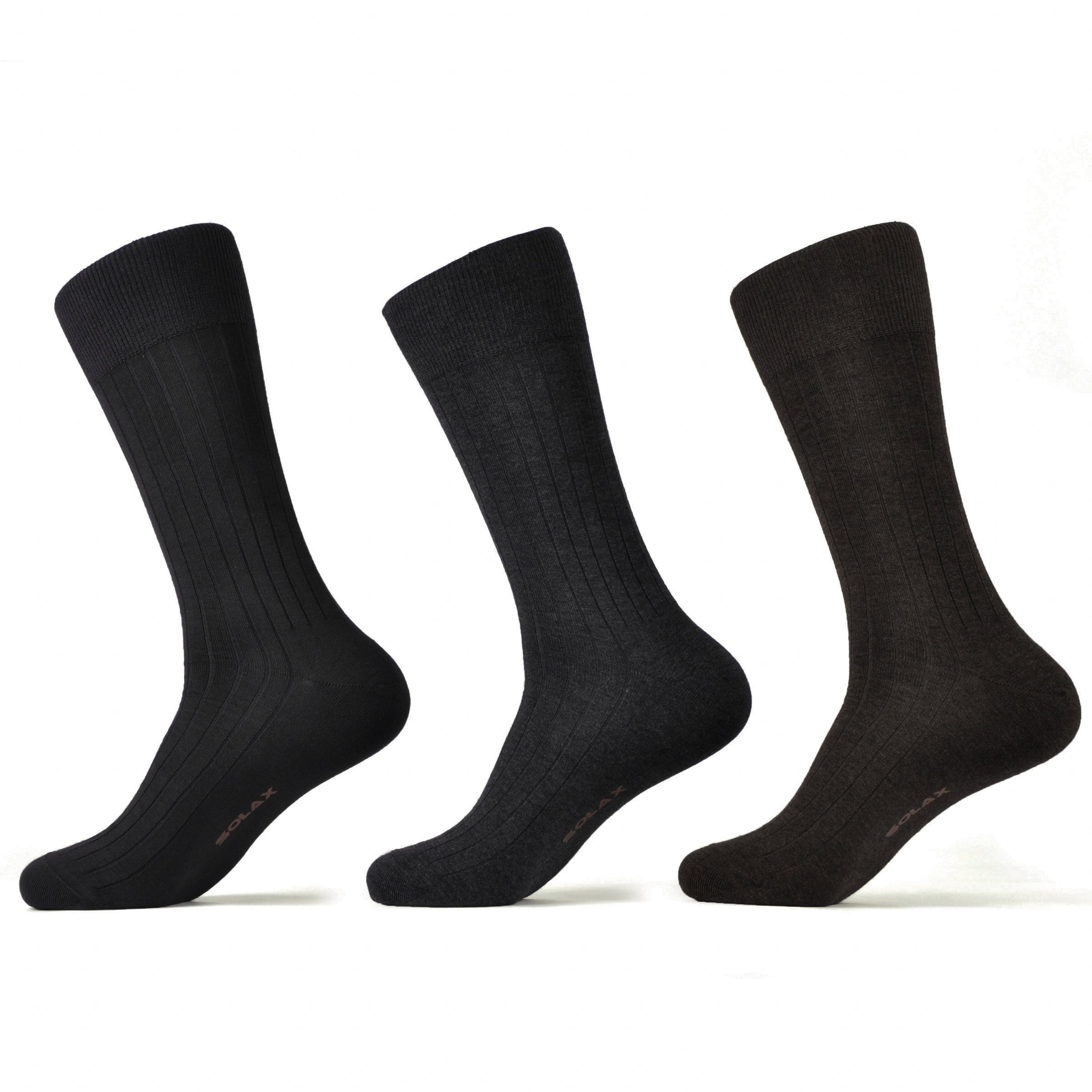 SOLAX 3 pairs Temperament wide grain Dress Socks